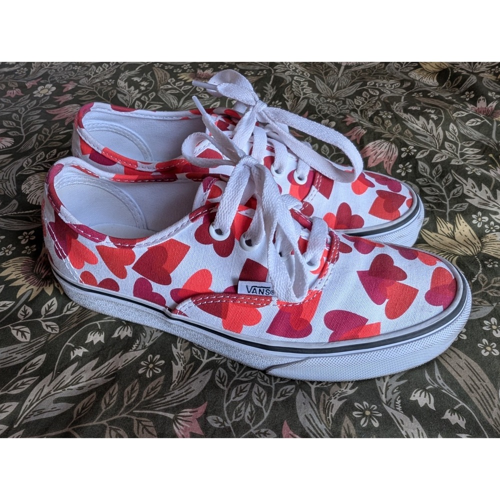 Vans Valentine Hearts Sneakers Women Size 6.5 Red White Pink‎ Lace Up Men Size 5